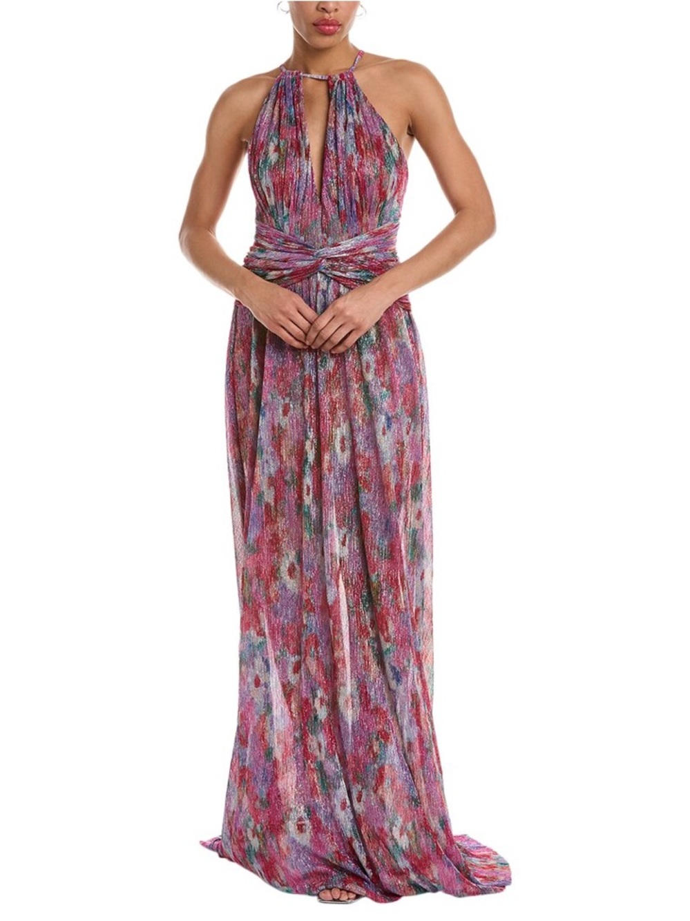 PatBO Pink Multicolor Pleated Maxi Dress with Twisted Waist - Picture 5 of 5